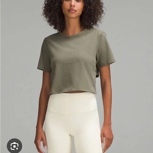 NWT Lululemon tie hem heavyweight cotton tee ARMY GREEN Size 6  ARMY GREEN